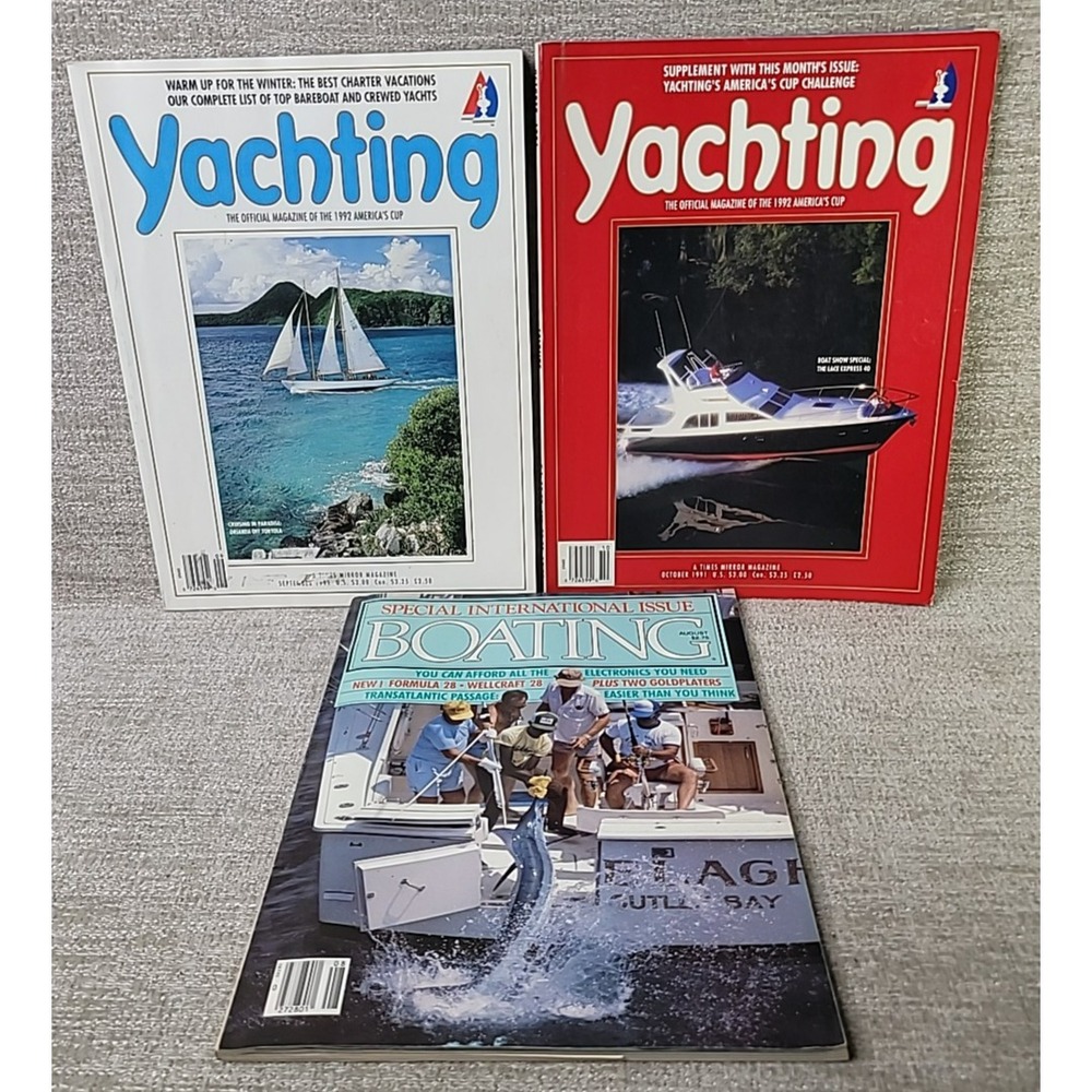 1985 Int'l Boating & 2 - 1992 Yachting Official America's Cup Magazines‎ Vintage